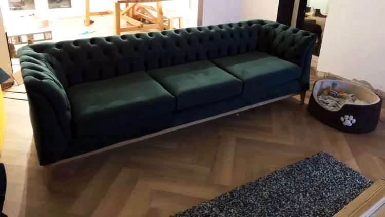 Green on sale wooden sofa