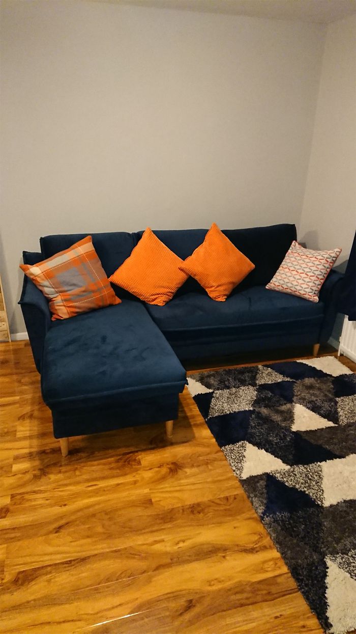 Navy blue corner sofa with sleeping function Amour