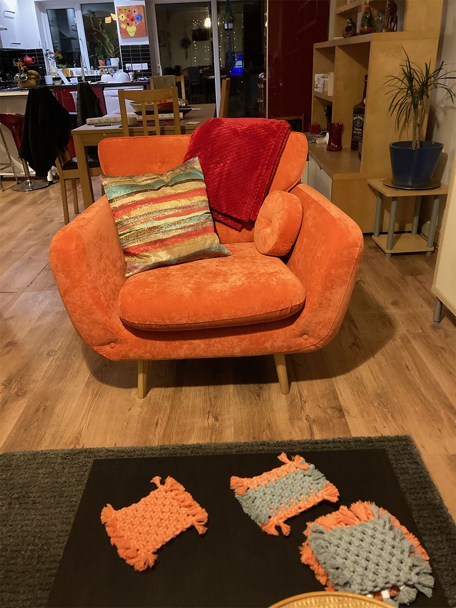 Orange retro armchair Rea