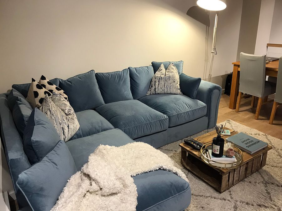 Blue Baron left corner sofa