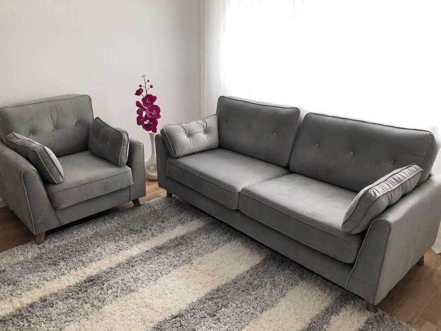 Magnus gray velvet sofas set