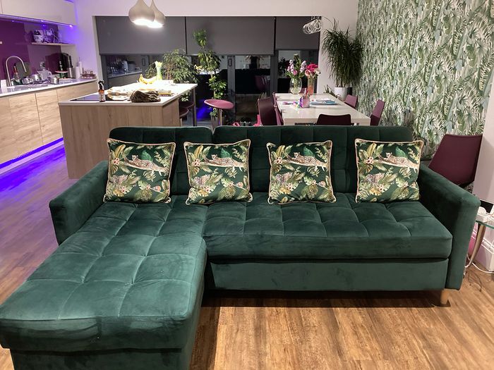 Green Velocity corner sofa