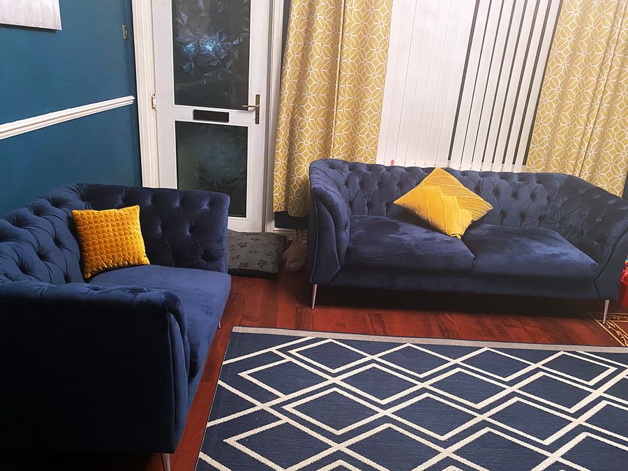 Navy blue Chesterfield Modern sofa from Lindsay