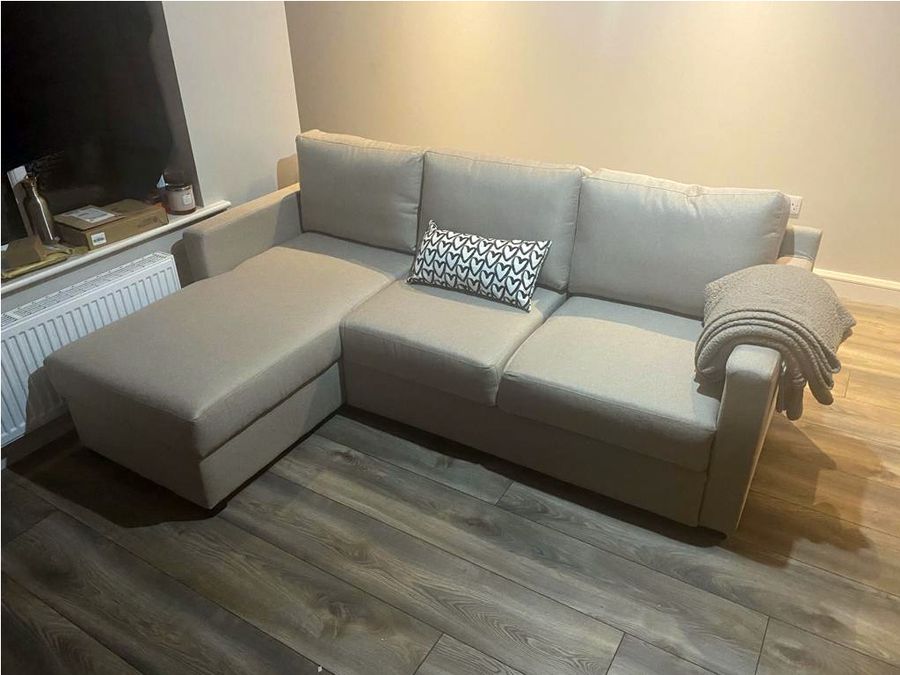 Beige corner sofa with sleeping function Kropp from Karan