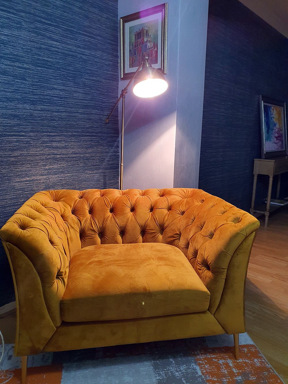 Mustard chesterfield online armchair