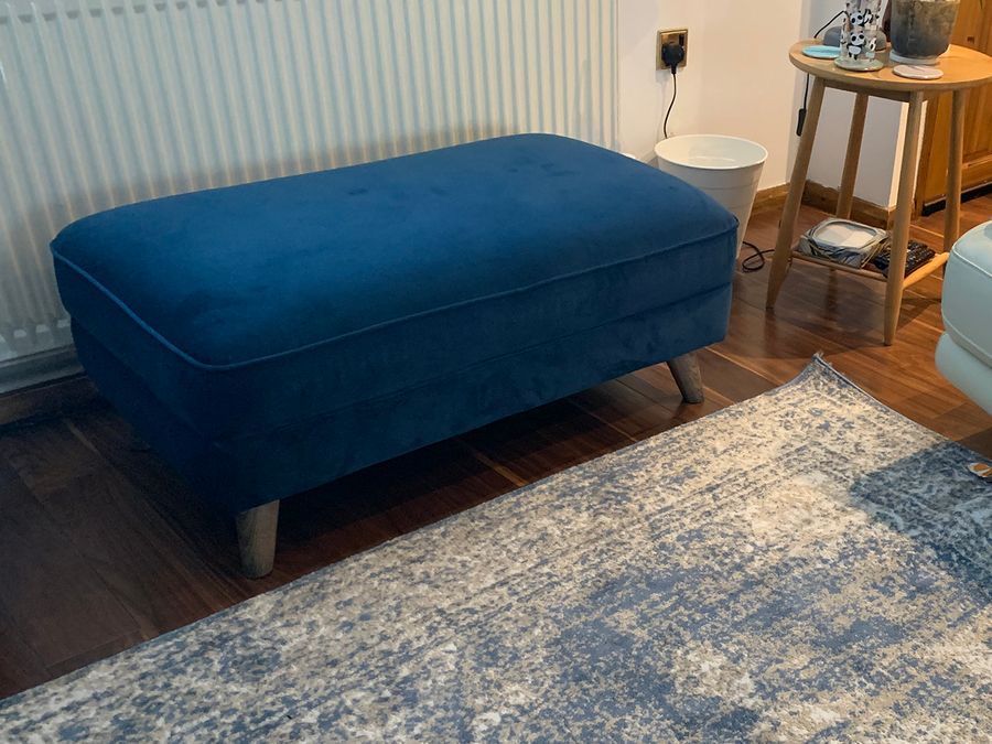 Blue Magnus footstool from Lucie