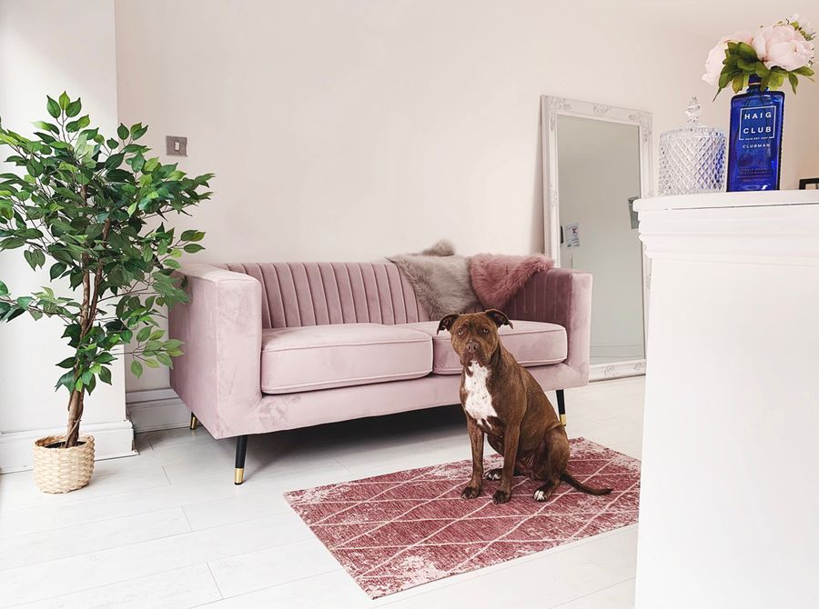 Pink Slender sofa in a spacious living room