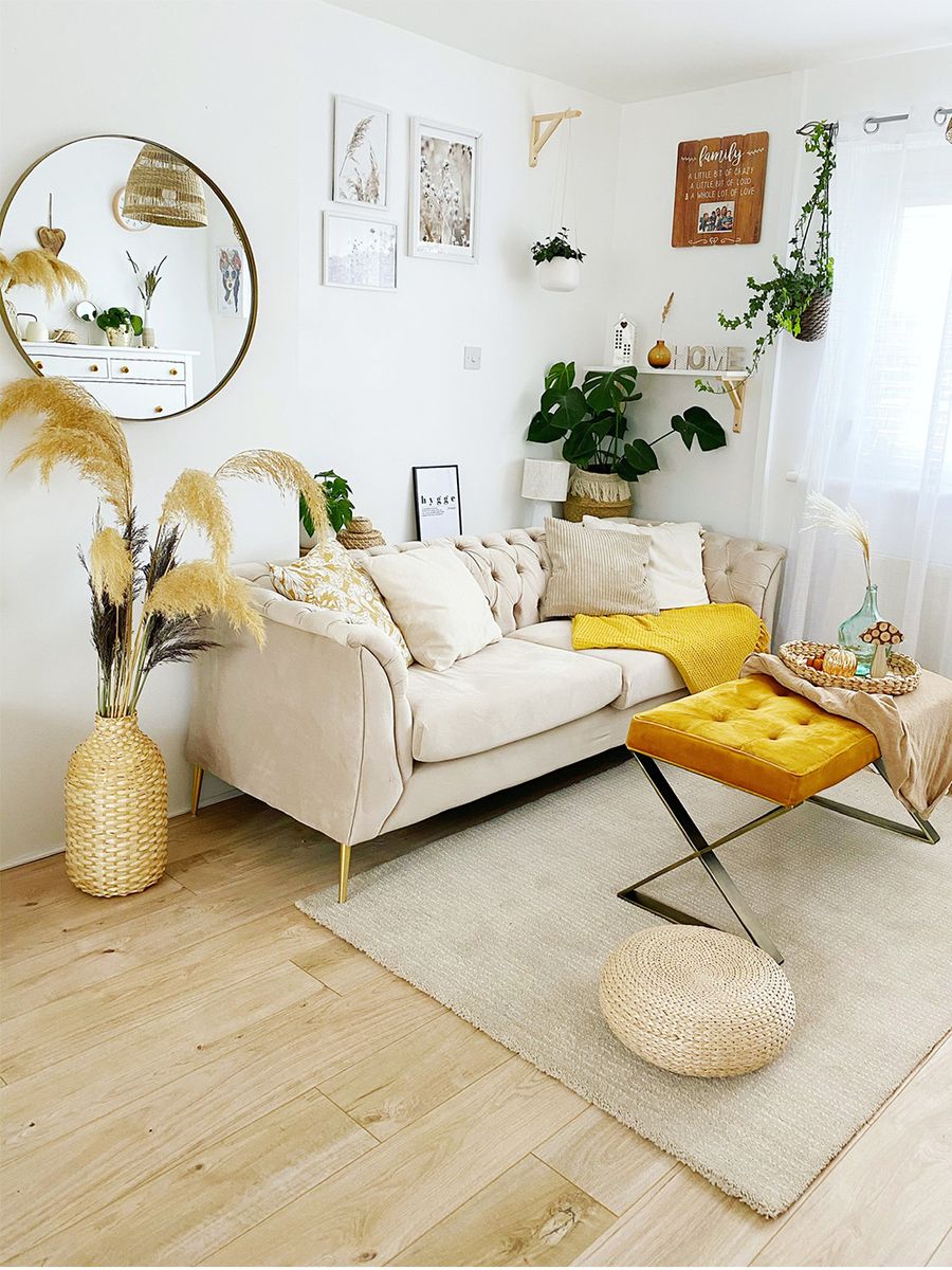 Sofa beige Chesterfield Modern en velours