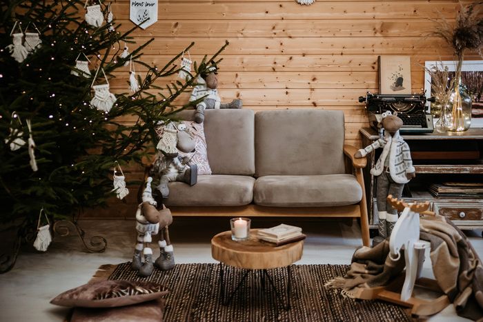 Grey sofa on a wooden frame Demure