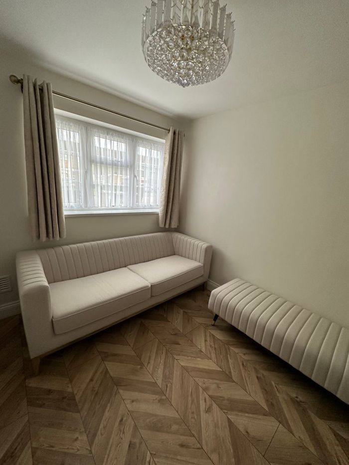 Slender Wood Sofa and Slender pouffe - Faiza