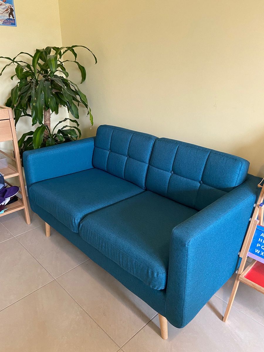 Niebieska sofa trzyosobowa Brest