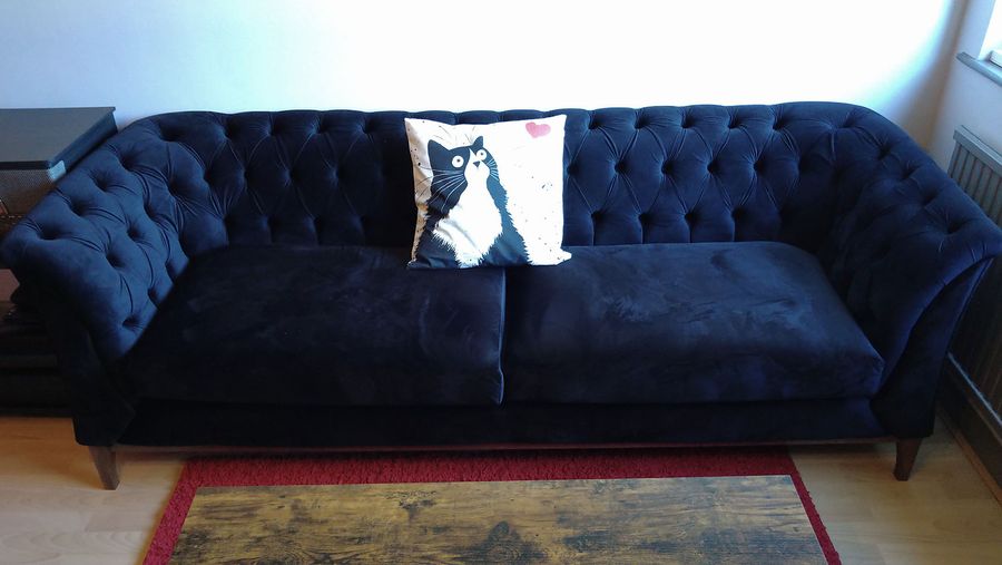 Navy blue Chesterfield Modern Wood sofa by Sophie