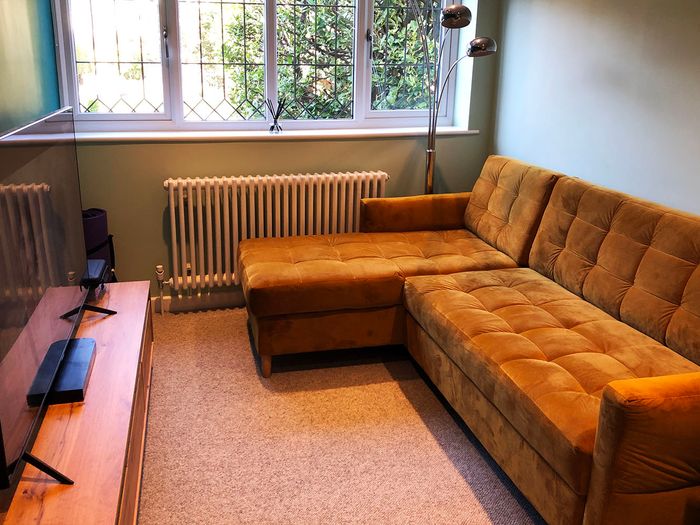 Yellow Velocity corner sofa from Jon